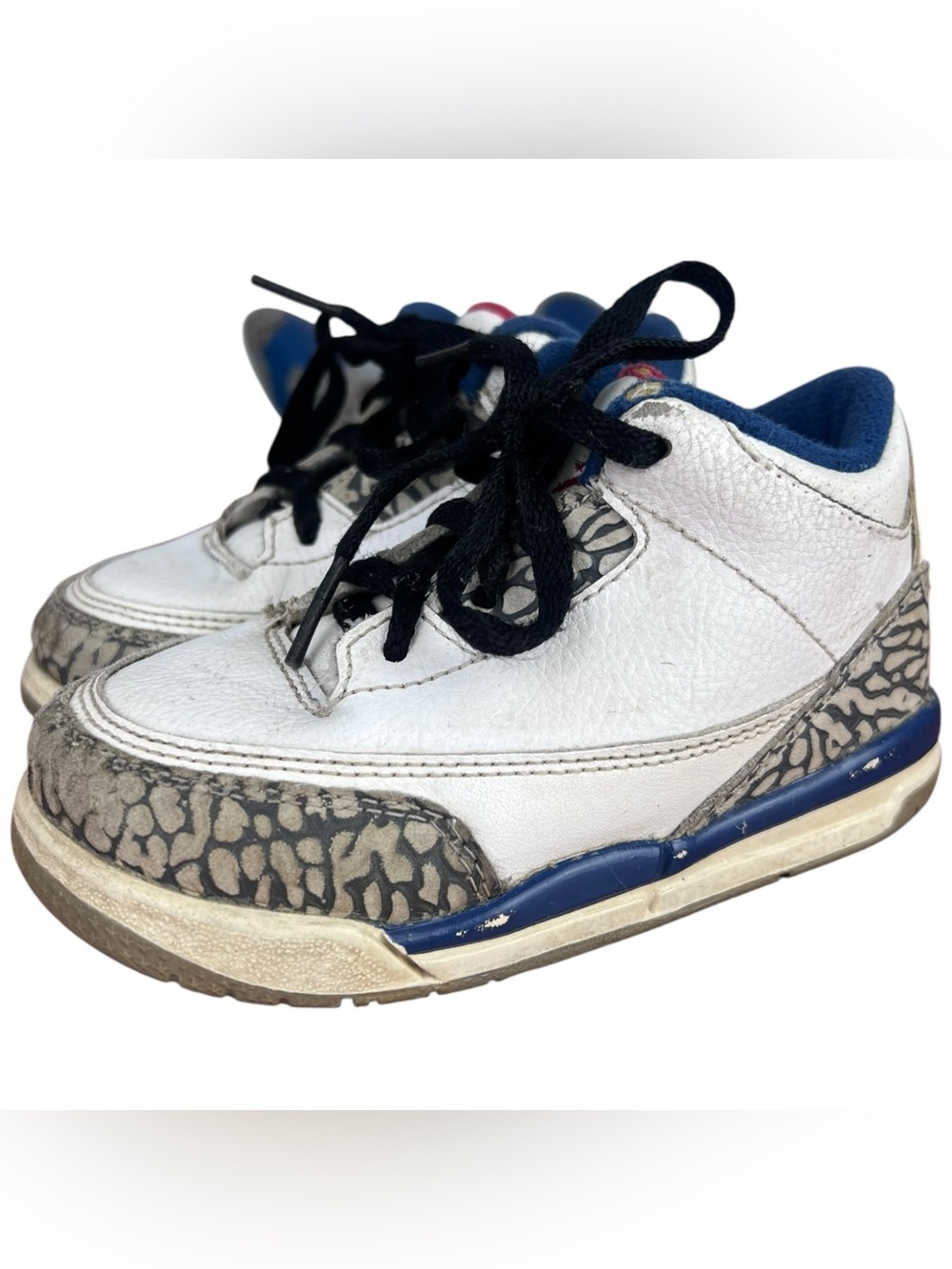 Jordan 3 Retro BT True Blue Baby Sneaker Elephant Print US 8C Toddler